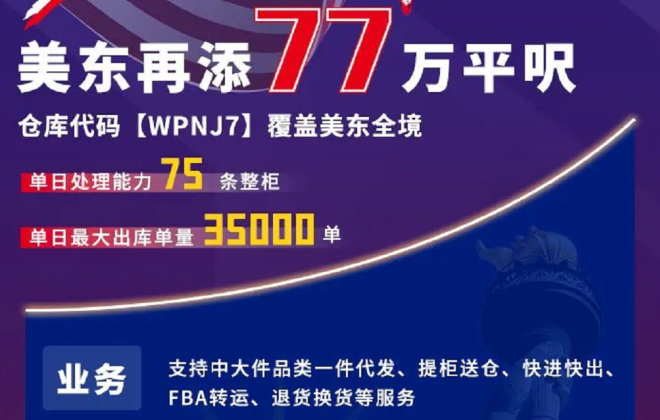 西郵物流在美東開設77萬平方英尺新倉