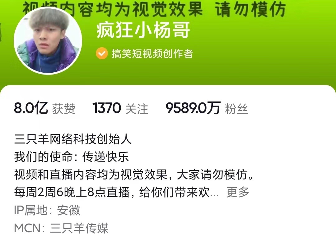 瘋狂小楊哥以6393.7萬GMV登抖音9月17日主播帶貨榜首