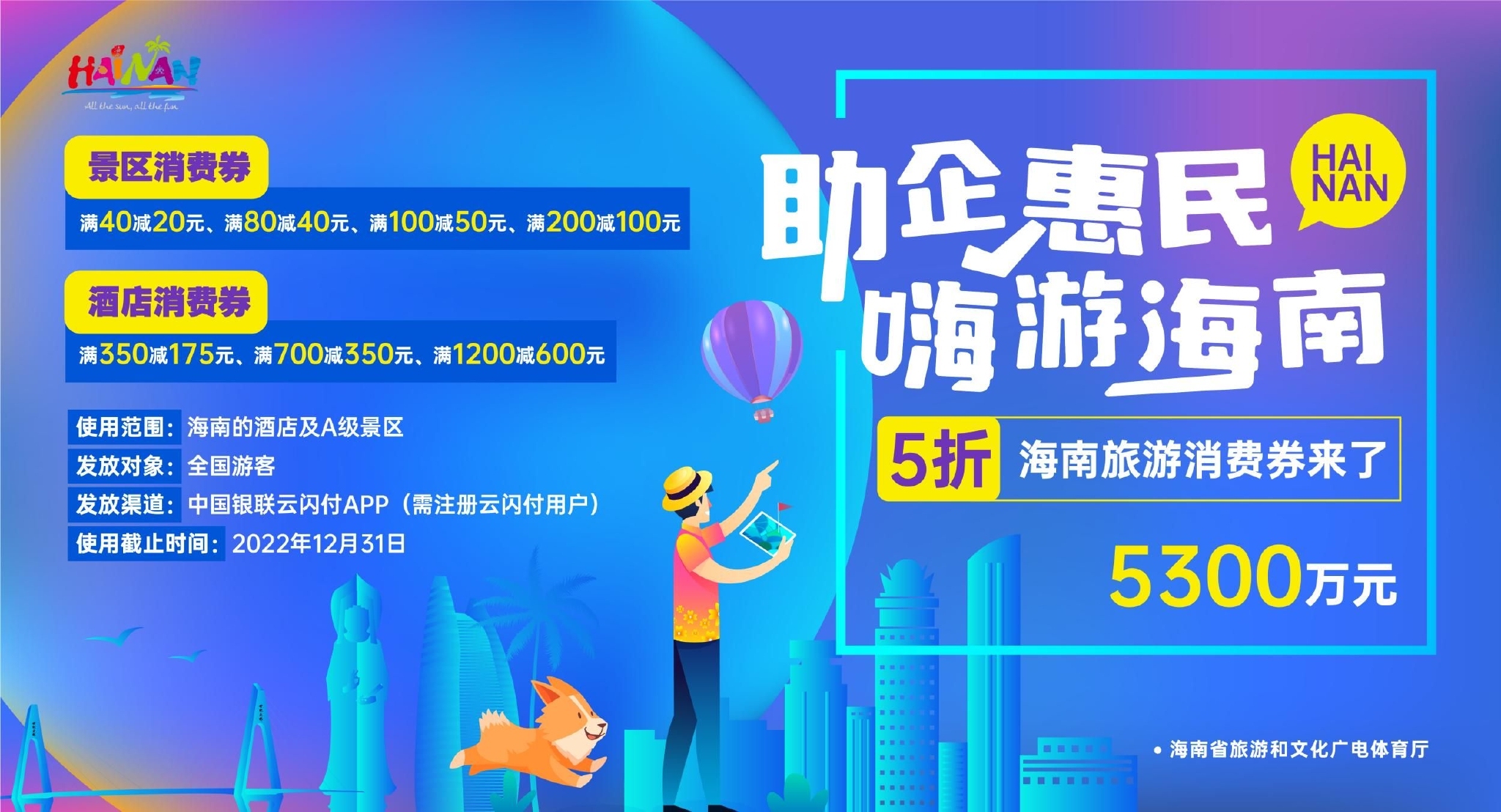 海南將通過銀聯云閃付平臺發放5300萬元旅游消費券