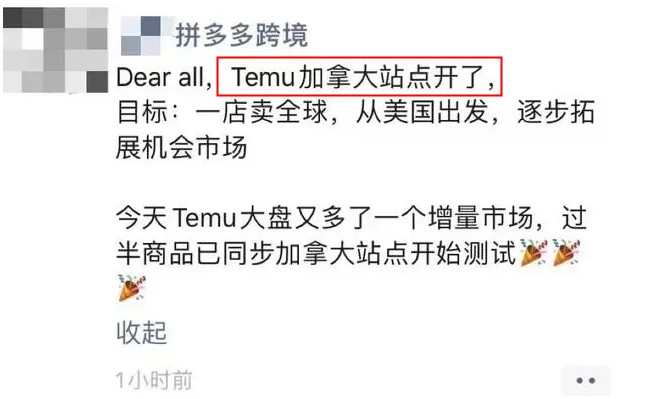 消息稱拼多多跨境平臺Temu加拿大站開始內測