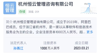 阿里旗下管理咨詢公司增資至1000萬 增幅9900%