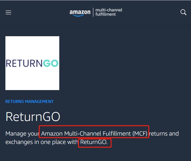 亞馬遜MCF與 ReturnGo集成 退換貨可自動化