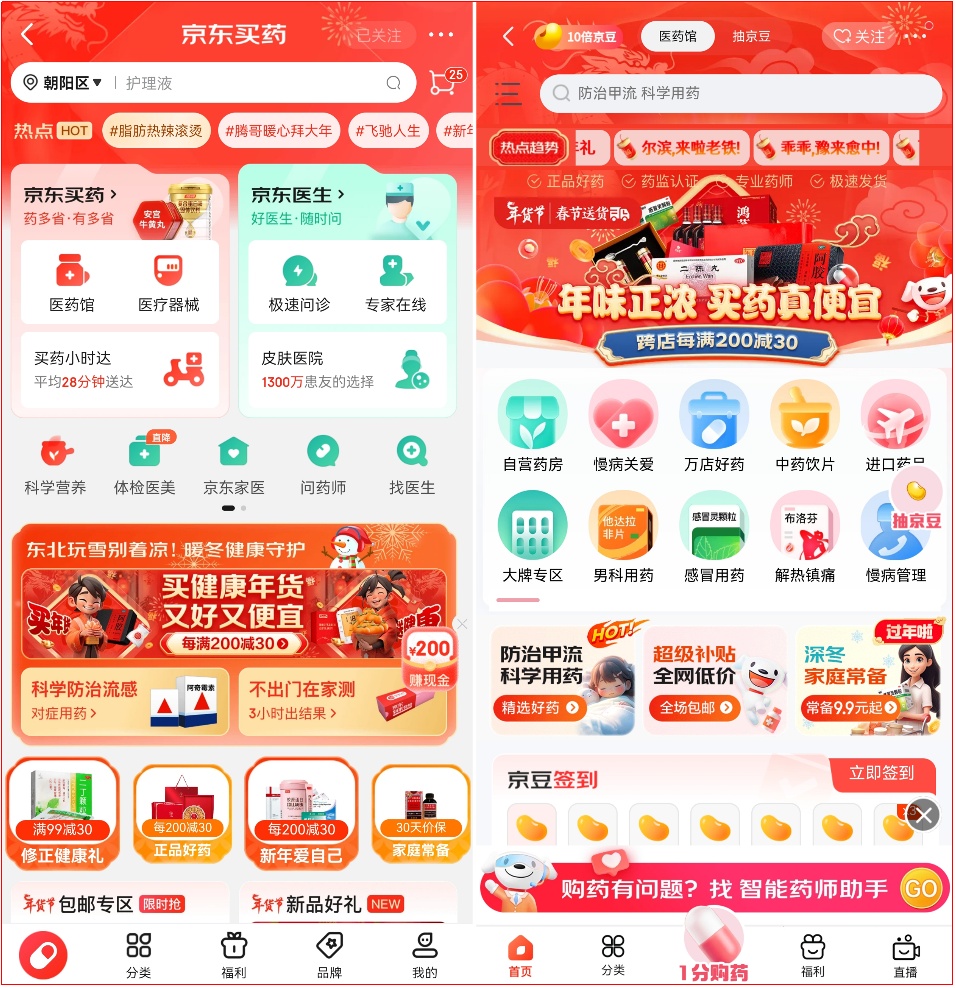 京東健康：春節期間在線問診服務量較平日增長超2倍