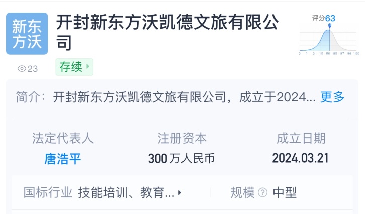 新東方文旅在許昌、開(kāi)封成立新公司