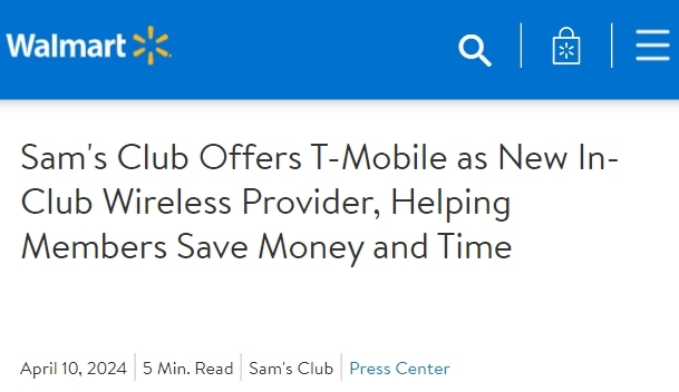 山姆會(huì)員店推出獨(dú)家會(huì)員無線服務(wù)T-Mobile